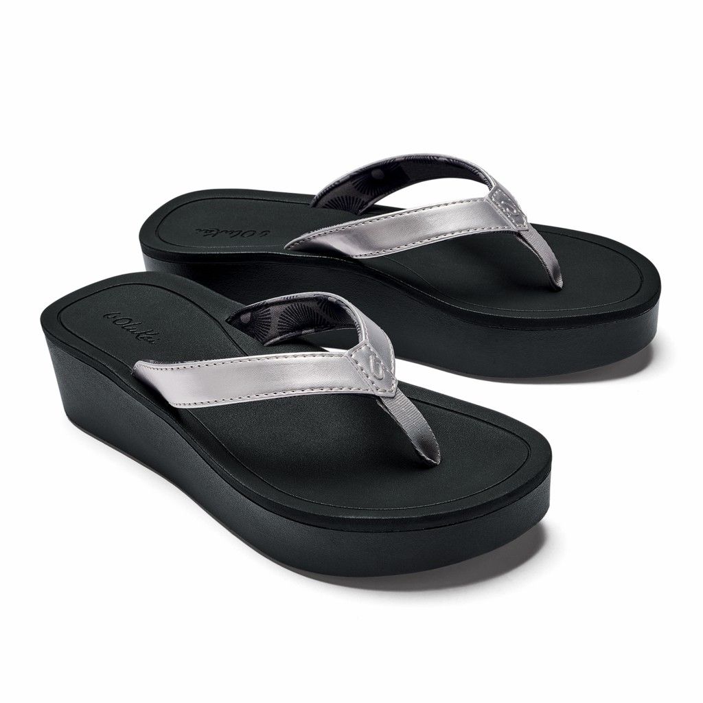 Sandalias Olukai Pi‘o Lua - Chanclas Mujer Plateados 20834-012